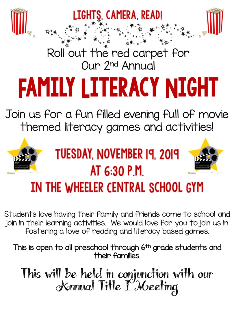 Wheeler Central Public Schools - 23 Family Lit Night Flyer Regarding Family Night Flyer Template